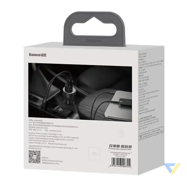 Car charger Baseus Superme USB USB C 100W + USB C cable (black) Car chargers