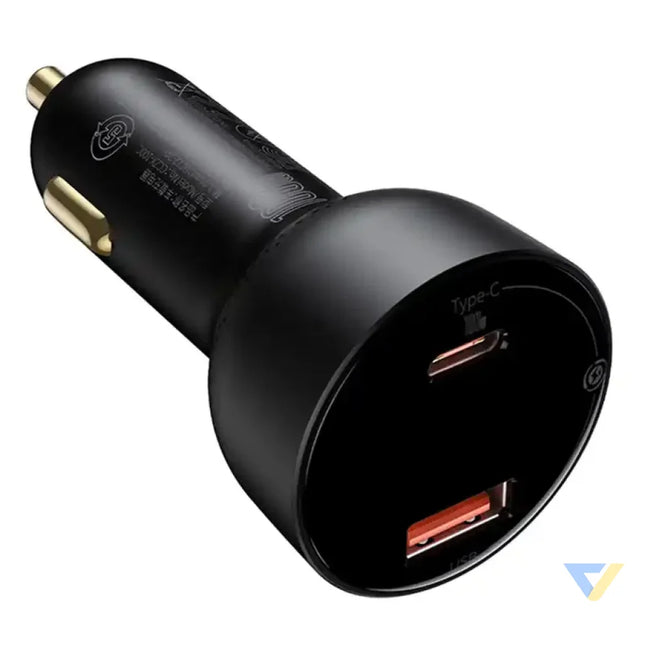 Car charger Baseus Superme USB USB C 100W + USB C cable (black) Car chargers