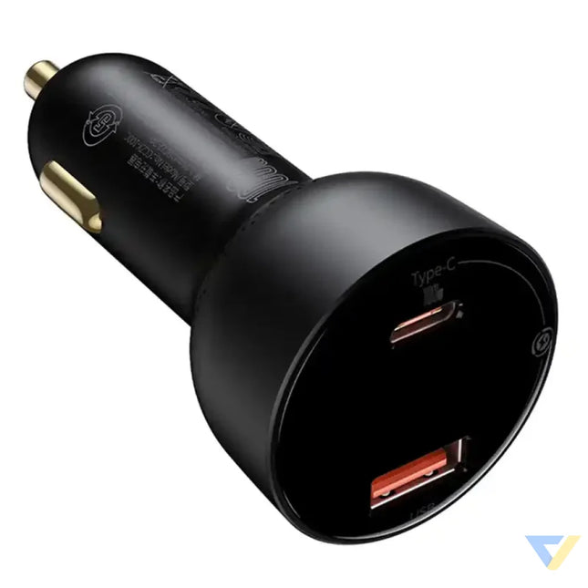 Car charger Baseus Superme USB USB C 100W + USB C cable (black) Car chargers