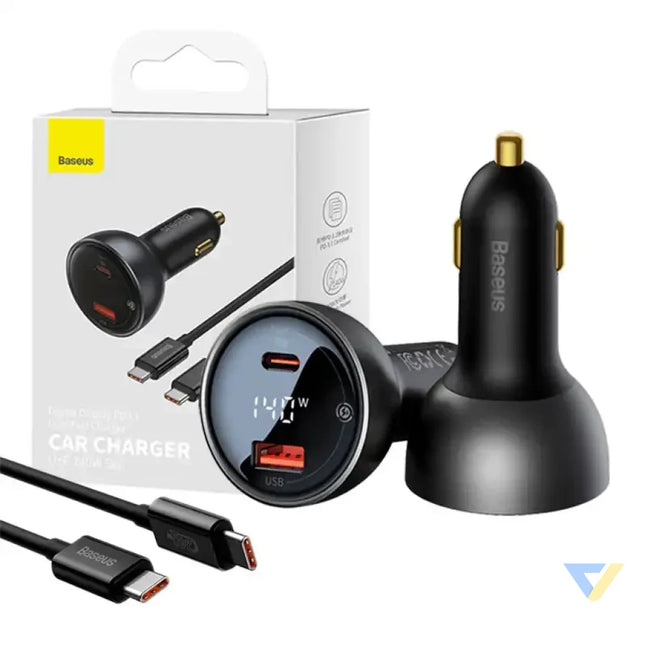 Car charger Baseus Superme USB USB C 140W (black) Car chargers