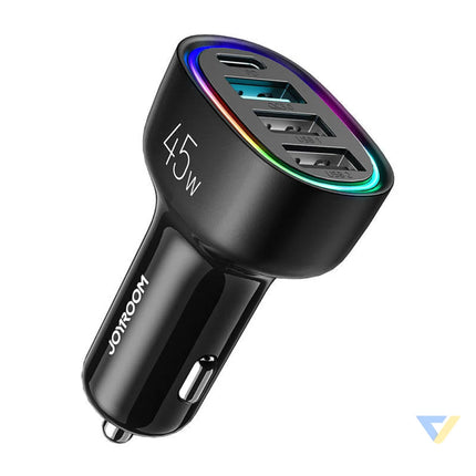 Car charger Joyroom JR CL09 4 port 1x USB C PD 1x QC3.0 USB 2x USB (black) Car chargers