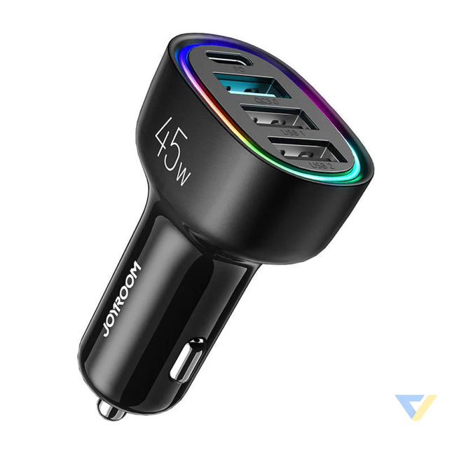 Car charger Joyroom JR CL09 4 port 1x USB C PD 1x QC3.0 USB 2x USB (black) Car chargers