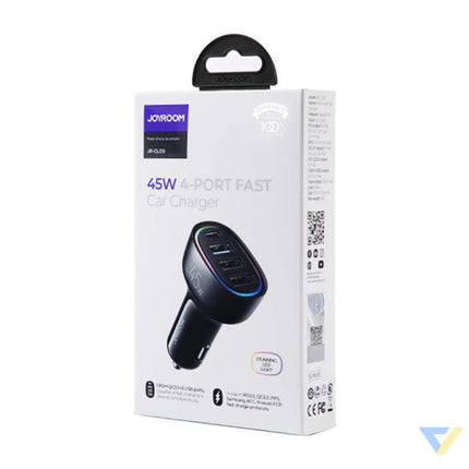 Car charger Joyroom JR CL09 4 port 1x USB C PD 1x QC3.0 USB 2x USB (black) Car chargers