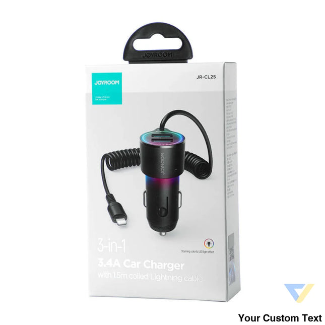 Car charger Joyroom JR CL25 2x USB + Lightning cable (black) Car chargers