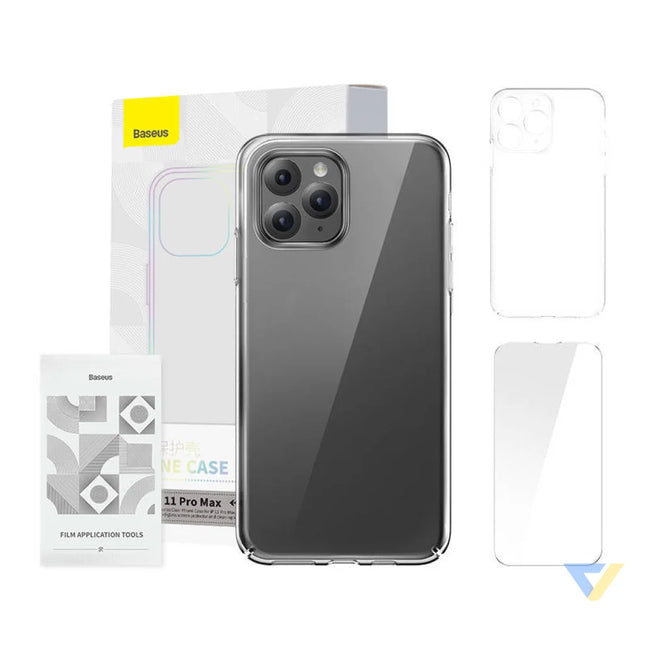 Case Baseus Crystal Series for iPhone 11 pro max (clear) + tempered glass + cleaning kit Protective cases for