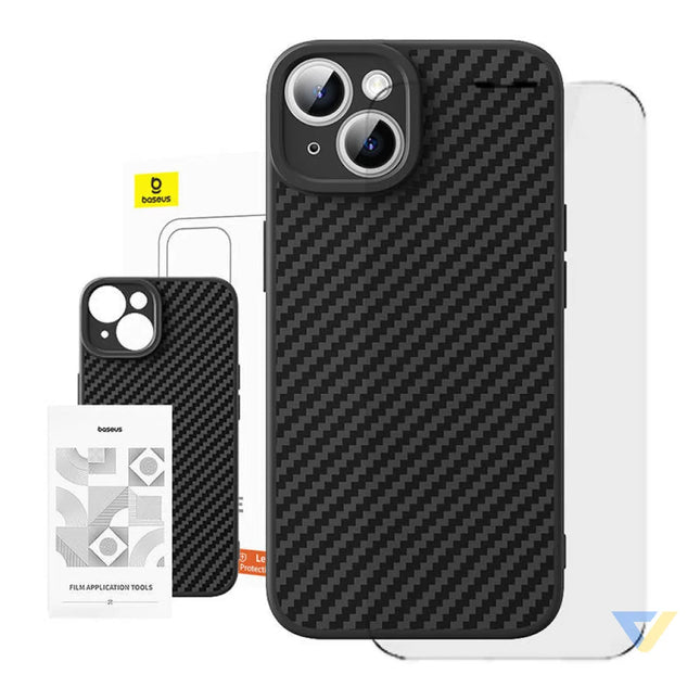 Case Baseus Synthetic Fiber iPhone 15 Plus + tempered glass Protective cases for smartphones