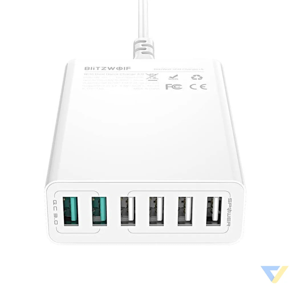Charger 6x USB Blitzwolf BW S15 QC 3.0 60 W (white) mains chargers