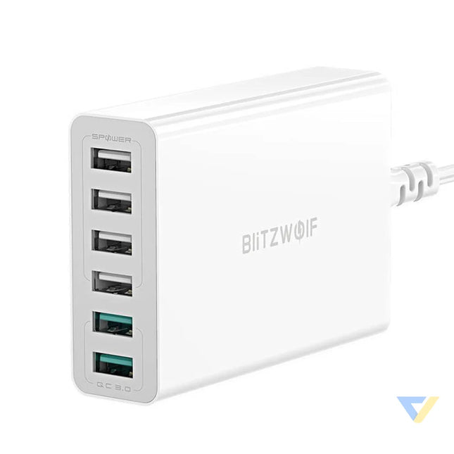 Charger 6x USB Blitzwolf BW S15 QC 3.0 60 W (white) mains chargers