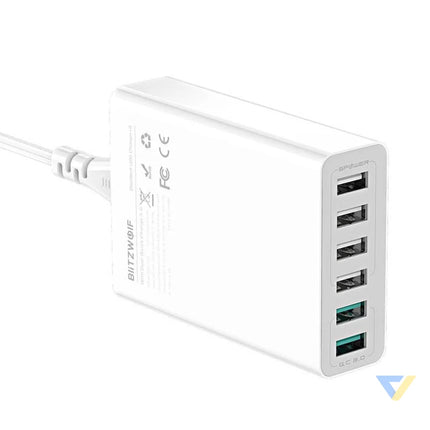 Charger 6x USB Blitzwolf BW S15 QC 3.0 60 W (white) mains chargers