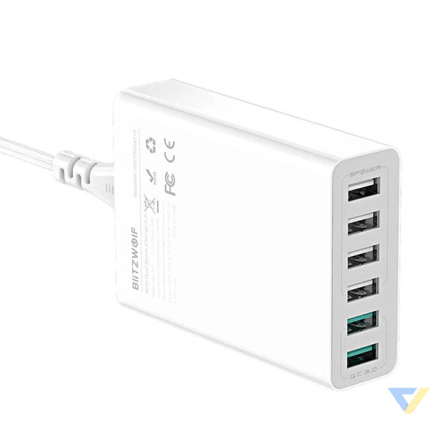 Charger 6x USB Blitzwolf BW S15 QC 3.0 60 W (white) mains chargers