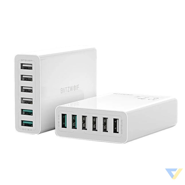 Charger 6x USB Blitzwolf BW S15 QC 3.0 60 W (white) mains chargers
