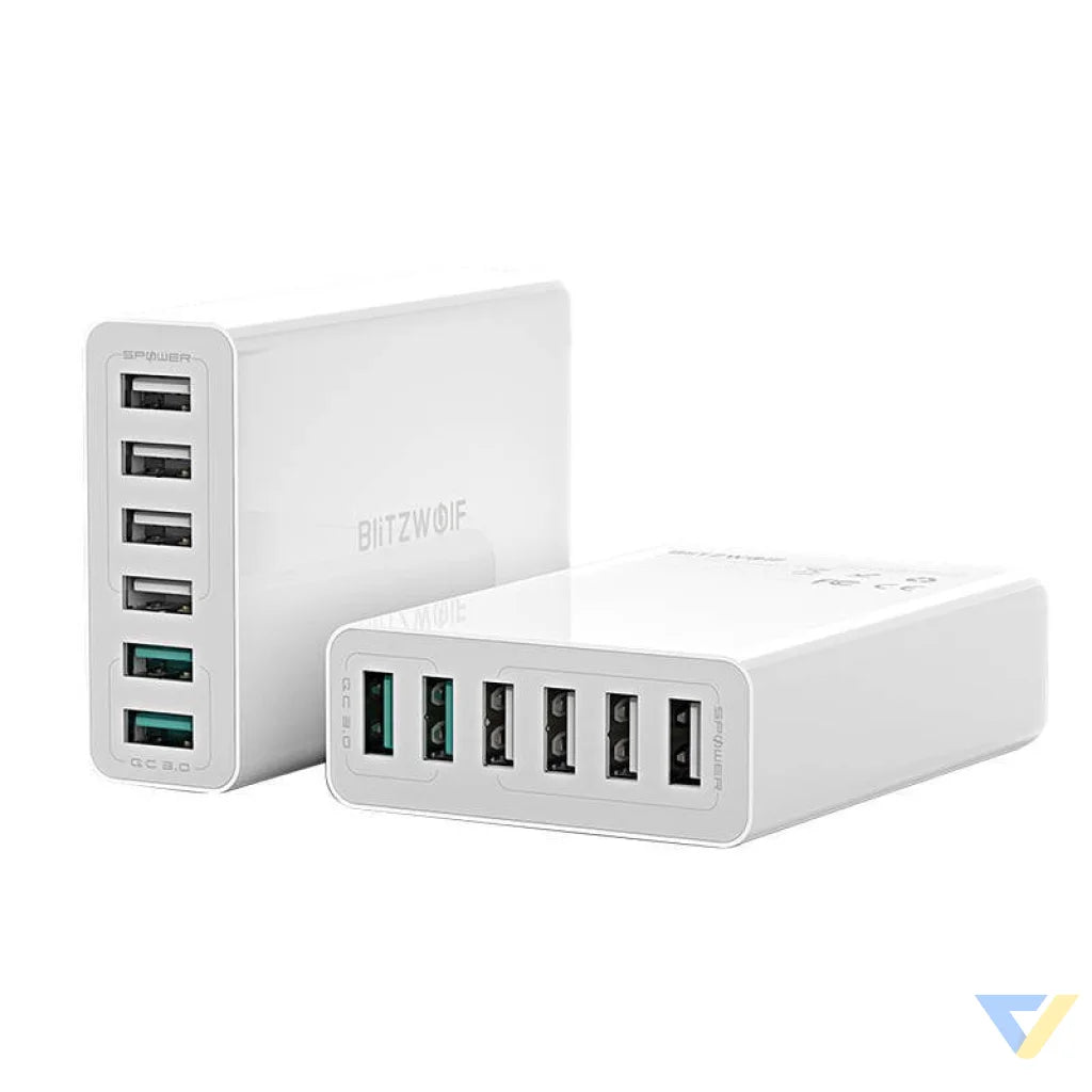 Charger 6x USB Blitzwolf BW S15 QC 3.0 60 W (white) mains chargers