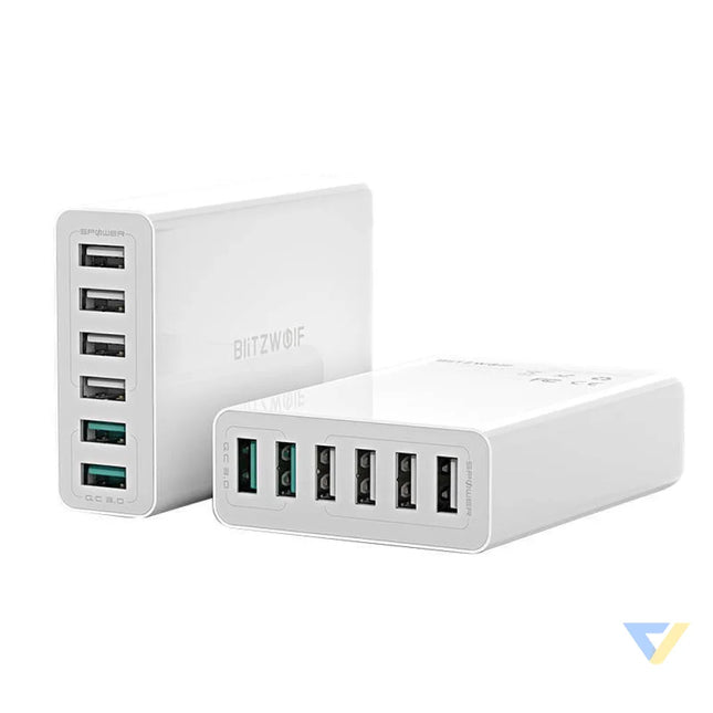 Charger 6x USB Blitzwolf BW S15 QC 3.0 60 W (white) mains chargers