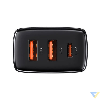 Charger Baseus Compact Quick Charger 2xUSB USB C PD 3A 30W (czarna) mains chargers