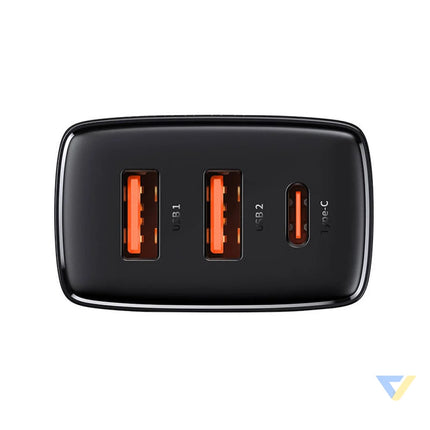 Charger Baseus Compact Quick Charger 2xUSB USB C PD 3A 30W (czarna) mains chargers