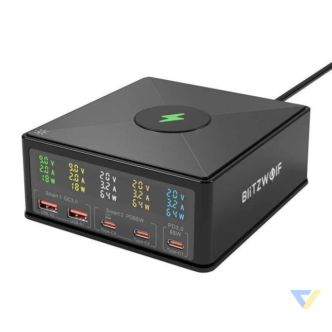 Charger Blitzwolf 868H 2xUSB A 3xUSB type C 160W (black) mains chargers