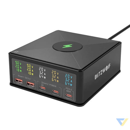 Charger Blitzwolf 868H 2xUSB A 3xUSB type C 160W (black) mains chargers
