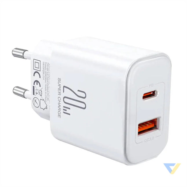 Charger Flash Joyroom JR TCF05 (EU) 20W A + C (white) mains chargers