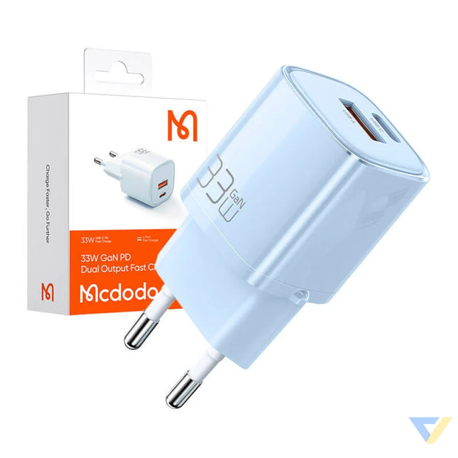 Charger GaN 33W Mcdodo CH 0154 USB C USB A (blue) mains chargers