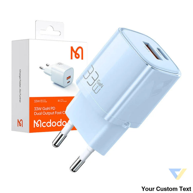 Charger GaN 33W Mcdodo CH 0154 USB C USB A (blue) mains chargers