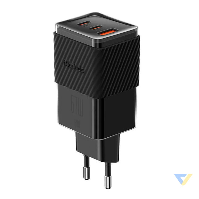 Charger GaN 65W Mcdodo CH 1501 2x USB C USB A (black) mains chargers