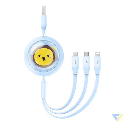 Charging Cable 3w1 Baseus USB to USB C USB M Lightning 3,5A 1,1m (blue) Combo Cables