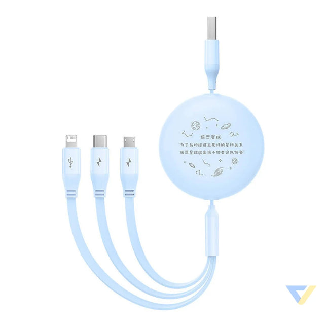 Charging Cable 3w1 Baseus USB to USB C USB M Lightning 3,5A 1,1m (blue) Combo Cables