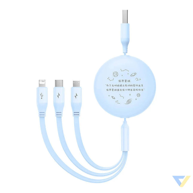Charging Cable 3w1 Baseus USB to USB C USB M Lightning 3,5A 1,1m (blue) Combo Cables