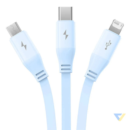 Charging Cable 3w1 Baseus USB to USB C USB M Lightning 3,5A 1,1m (blue) Combo Cables