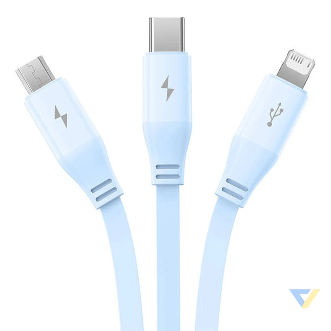 Charging Cable 3w1 Baseus USB to USB C USB M Lightning 3,5A 1,1m (blue) Combo Cables