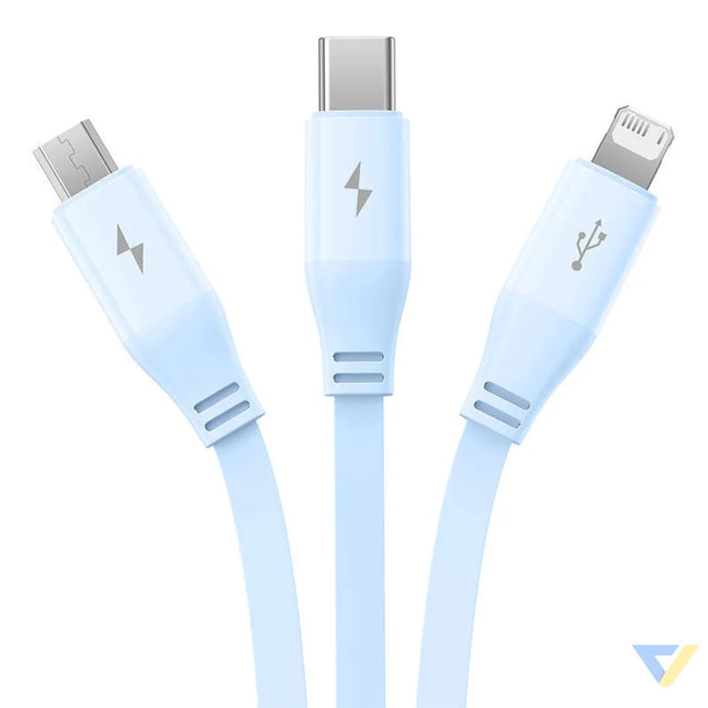 Charging Cable 3w1 Baseus USB to USB C USB M Lightning 3,5A 1,1m (blue) Combo Cables