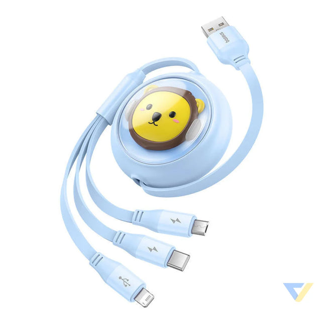 Charging Cable 3w1 Baseus USB to USB C USB M Lightning 3,5A 1,1m (blue) Combo Cables