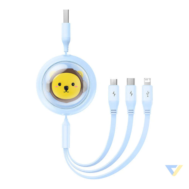 Charging Cable 3w1 Baseus USB to USB C USB M Lightning 3,5A 1,1m (blue) Combo Cables