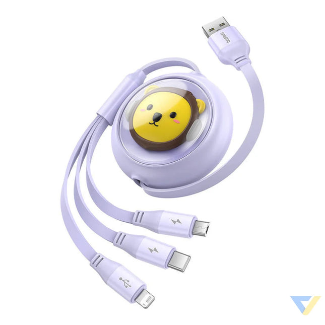 Charging Cable 3w1 Baseus USB to USB C USB M Lightning 3,5A 1,1m (purple) Combo Cables