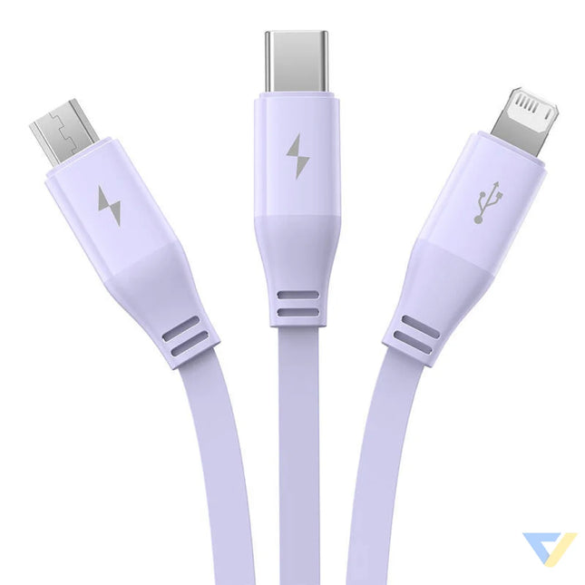 Charging Cable 3w1 Baseus USB to USB C USB M Lightning 3,5A 1,1m (purple) Combo Cables