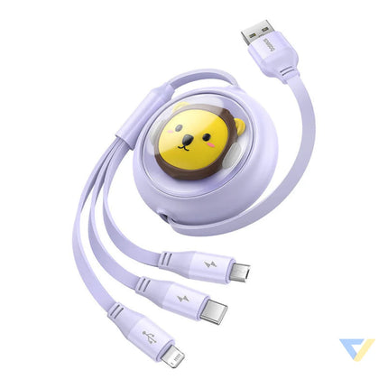 Charging Cable 3w1 Baseus USB to USB C USB M Lightning 3,5A 1,1m (purple) Combo Cables