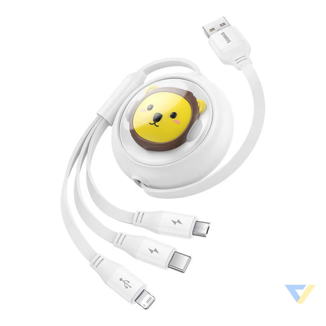 Charging Cable 3w1 Baseus USB to USB C USB M Lightning 3,5A 1,1m (White) Combo Cables