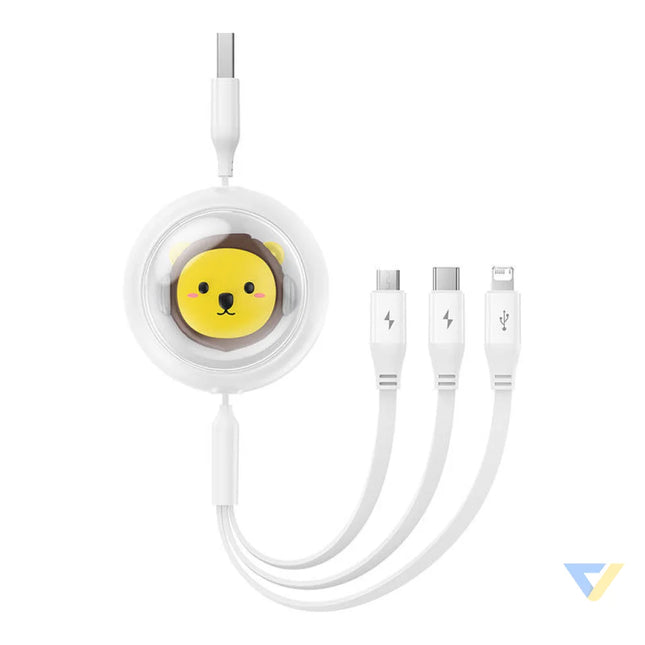 Charging Cable 3w1 Baseus USB to USB C USB M Lightning 3,5A 1,1m (White) Combo Cables