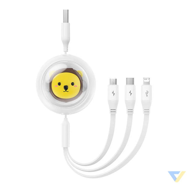 Charging Cable 3w1 Baseus USB to USB C USB M Lightning 3,5A 1,1m (White) Combo Cables