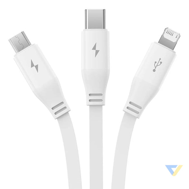 Charging Cable 3w1 Baseus USB to USB C USB M Lightning 3,5A 1,1m (White) Combo Cables