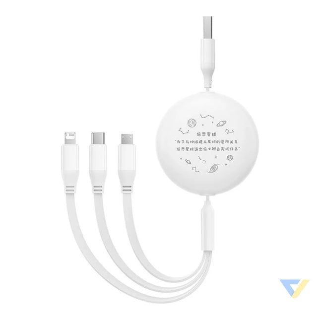 Charging Cable 3w1 Baseus USB to USB C USB M Lightning 3,5A 1,1m (White) Combo Cables