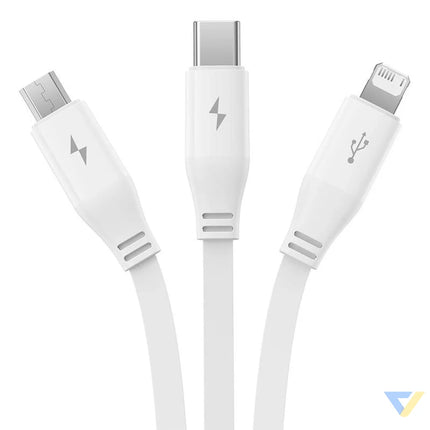 Charging Cable 3w1 Baseus USB to USB C USB M Lightning 3,5A 1,1m (White) Combo Cables