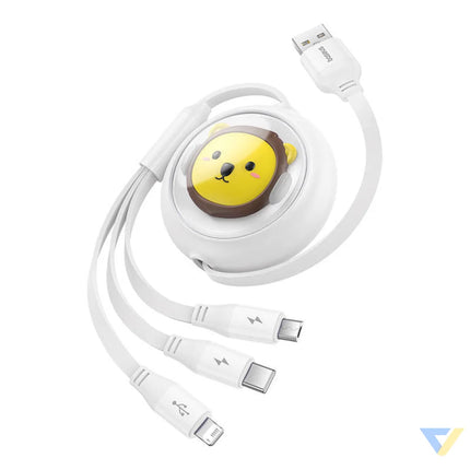 Charging Cable 3w1 Baseus USB to USB C USB M Lightning 3,5A 1,1m (White) Combo Cables