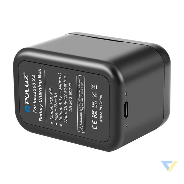 Charging case for batteries and memory cards PULUZ for Insta360 X4 (black) For sports cameras
