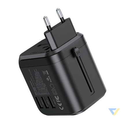 Choetech PD5008 travel charger 3xUSB A 2xUSB C GaN 35W US/EU/UK/AU (black) mains chargers