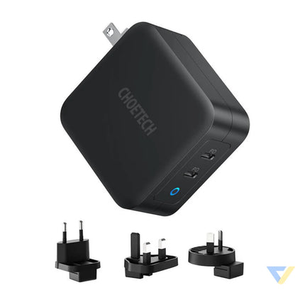 Choetech PD6008 2xUSB C PD 100W GaN mains charger mains chargers