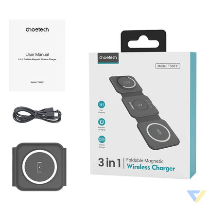 Choetech T588 F 3in1 Magnetic Wireless Charger 15W (black) Wireless chargers