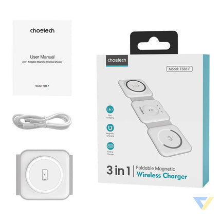 Choetech T588 F 3in1 Magnetic Wireless Charger 15W (white) Wireless chargers