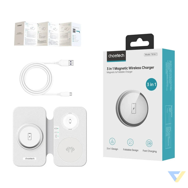 Choetech T616 F 3 in 1 inductive charger (white) Wireless chargers
