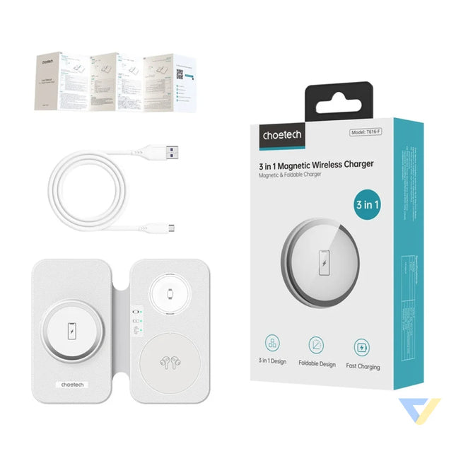 Choetech T616 F 3 in 1 inductive charger (white) Wireless chargers